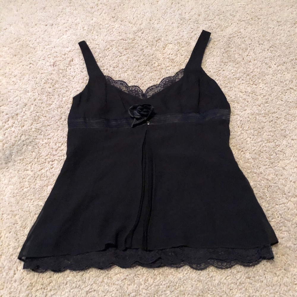 Black lace collar tank top